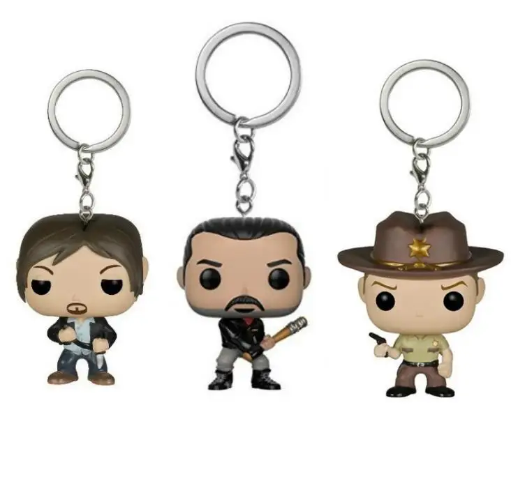 

WALKING DEAD RICK GRIMES & DARYL DIXON Figure Collection Key Chain Toys with Retail Box