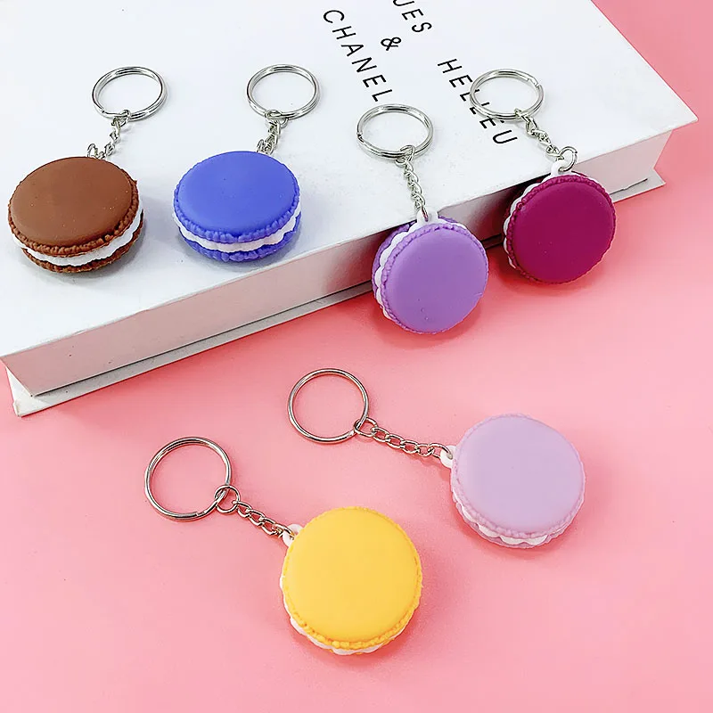 

New creative PVC Soft glue material macaron Imitation cream sandwich biscuits, cake key ring pendant toys Small Gifts
