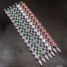 38% скидка большая акция мульти цвет натуральный камень 925 стерлингового серебра звенья браслет, женская бижутерия