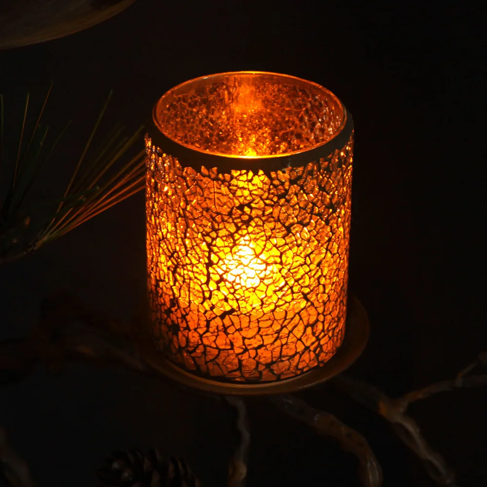 Purple Candle Led Candle Mosaic Glass with Flameless Electronic Led