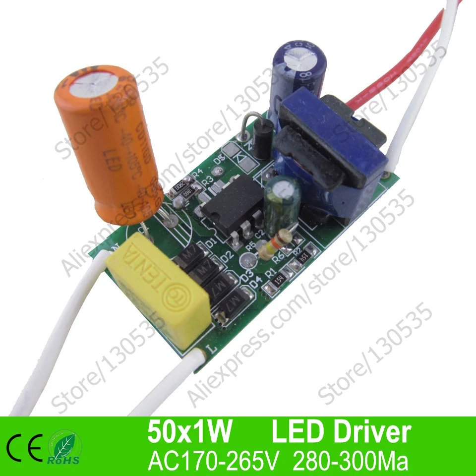 

50x1W LED inside led driver led transformer constant current for 50W indoor led bulb lamp lighting free shipping