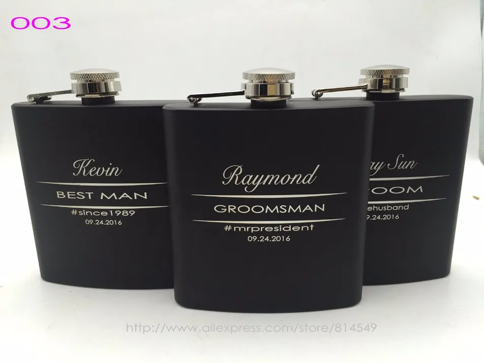Free Personalized Engraved 6 oz Stainless Steel Black Hip Flask ,Groomsman or Best man gift , Birthday gift ,PASSED FDA TEST