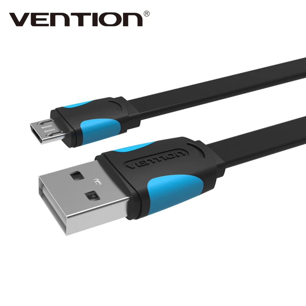 Vention 150 سنتيمتر شقة عالية السرعة الأسود المصغّر usb كابل ، 2.0 مزامنة بيانات الهاتف المحمول شحن الكابلات لسامسونج galaxy S4 S3 HTC