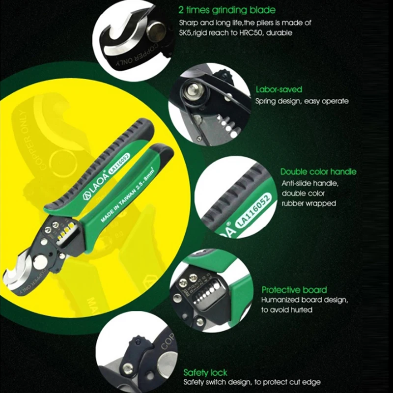 LAOA Высокое Качество Зачистки Проводов SK5 Материал 3 в 1 Многофункциональный Электрик плоскогубцы Резак Провода