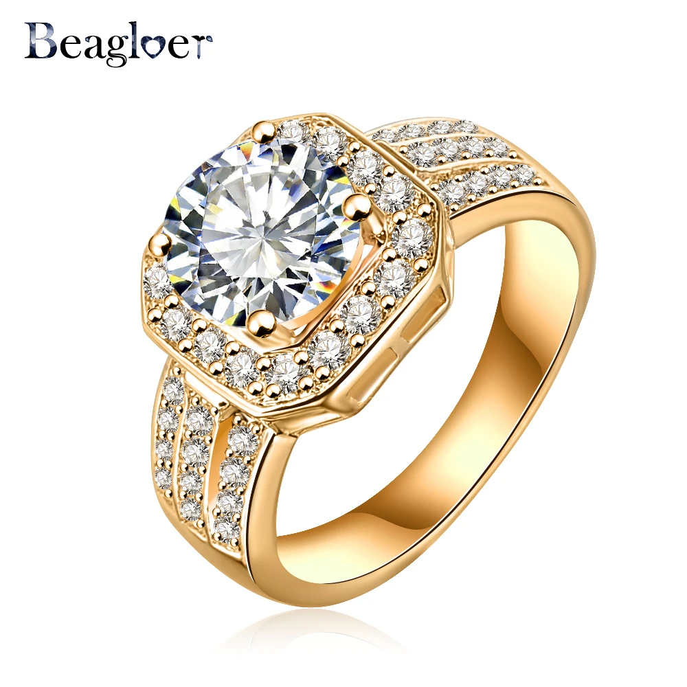 Beagloer Top Sale New Wedding Rings Gold Color Square