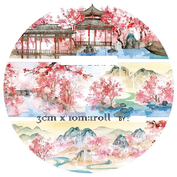 

3cm Beautiful place Dreamlike The Peach Garden Decoration Washi Tape DIY Planner Diary Scrapbooking Sticker Masking Tape Escolar