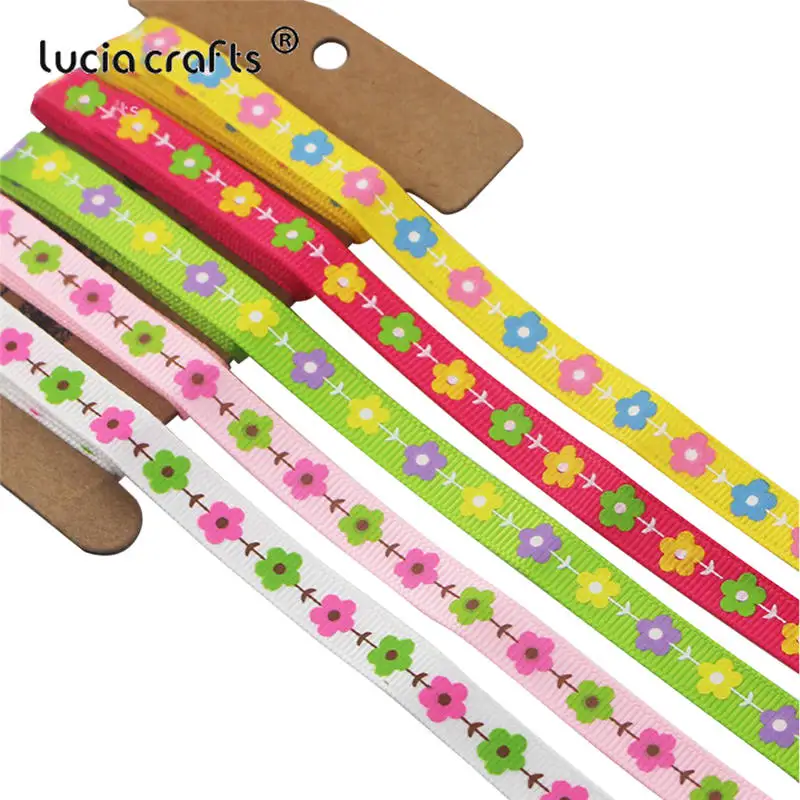 

Lucia crafts 5y/6y 3/8" 10mm flower dot Printed Grosgrain Ribbon Packing Tape DIY Hair Bow & Sewing Accessories R0301