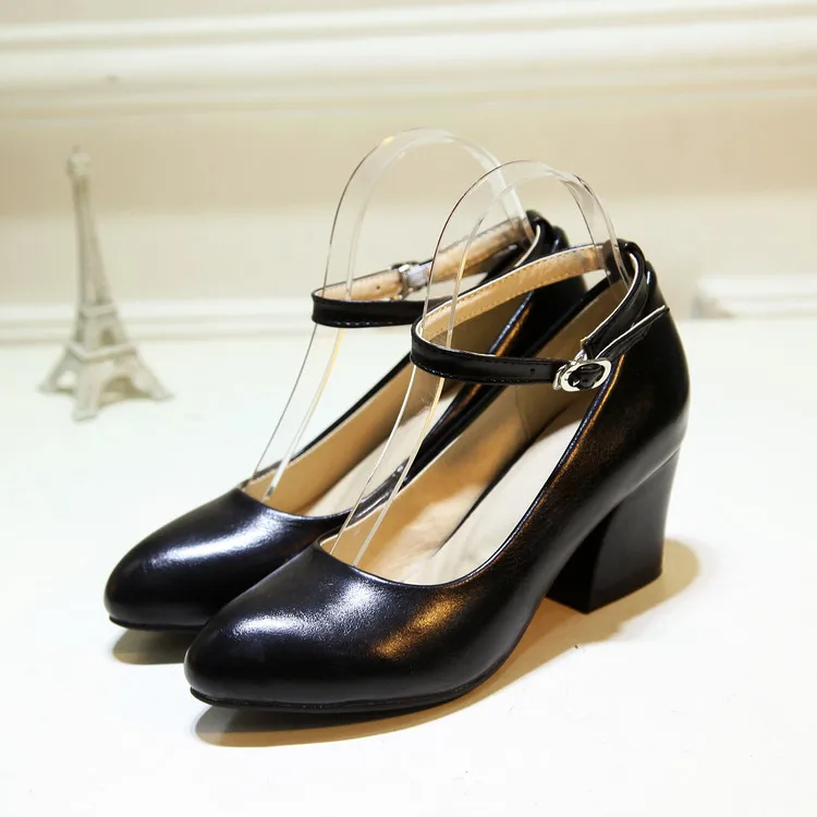 

women office lady shoes thick heel pointed toe pumps plus Mary Jeans style heel 6cm