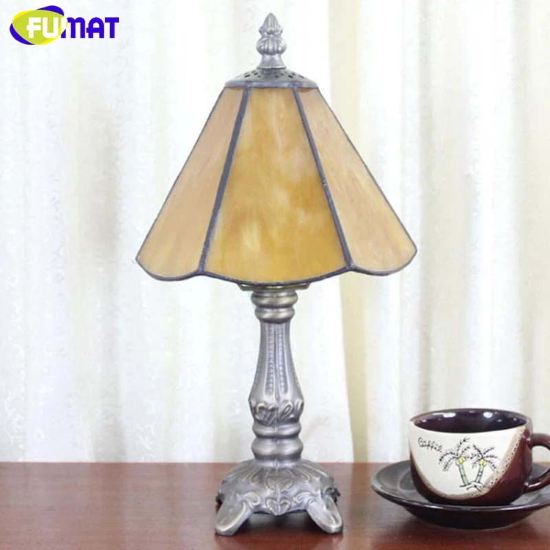 FUMAT Tiffany Stained Glass Desk Lamps Girls Gift Grape Rose Dragonfly Pearl Morning Glory Pattern Table Night Lights  12.