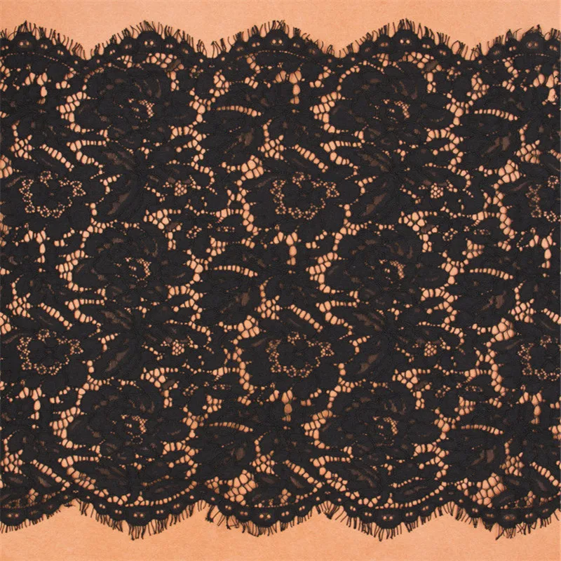 

3M/lot Eyelash plied yarn Lace Fabric DIY Decorative High Quality Soft Off Nylon Eyelash Lace Trim Wedding Dress Fabric