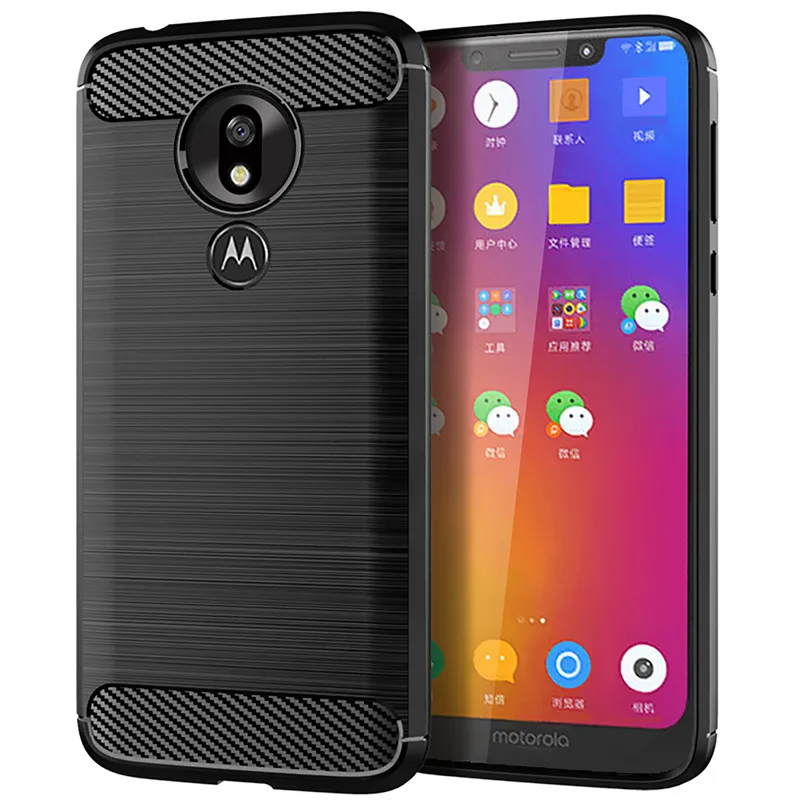 

Carbon Fiber Case For Moto G7 Play Moto G7 Power Soft Silicone Bumper Cover Rugged Coque For Moto G7 Power Case Fundas (X828)