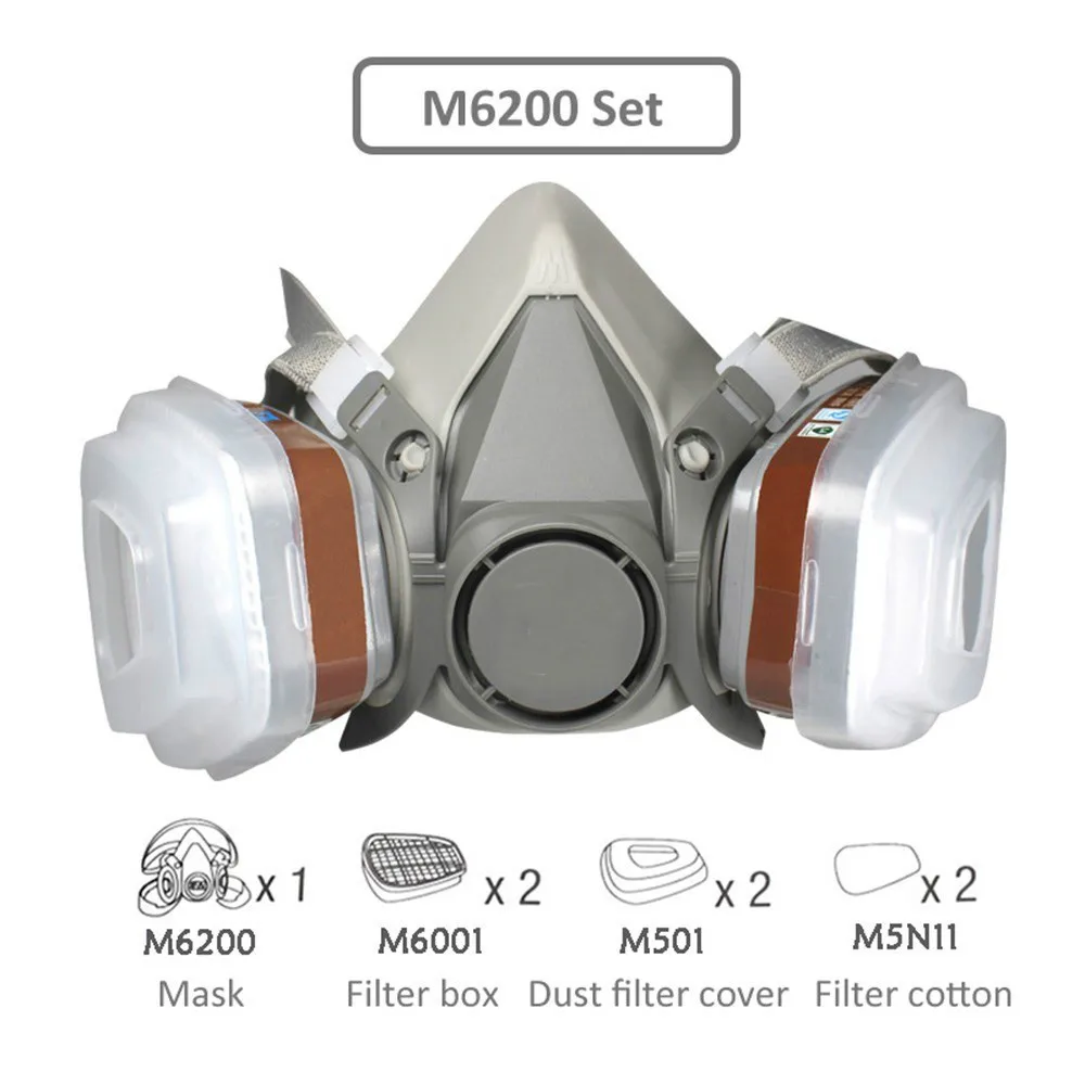 

6200 Industrial Half Face Painting Spraying Gas Mask Respirator Anti-particulate Filters Anti-dust Anti-fog Masks Safety Work