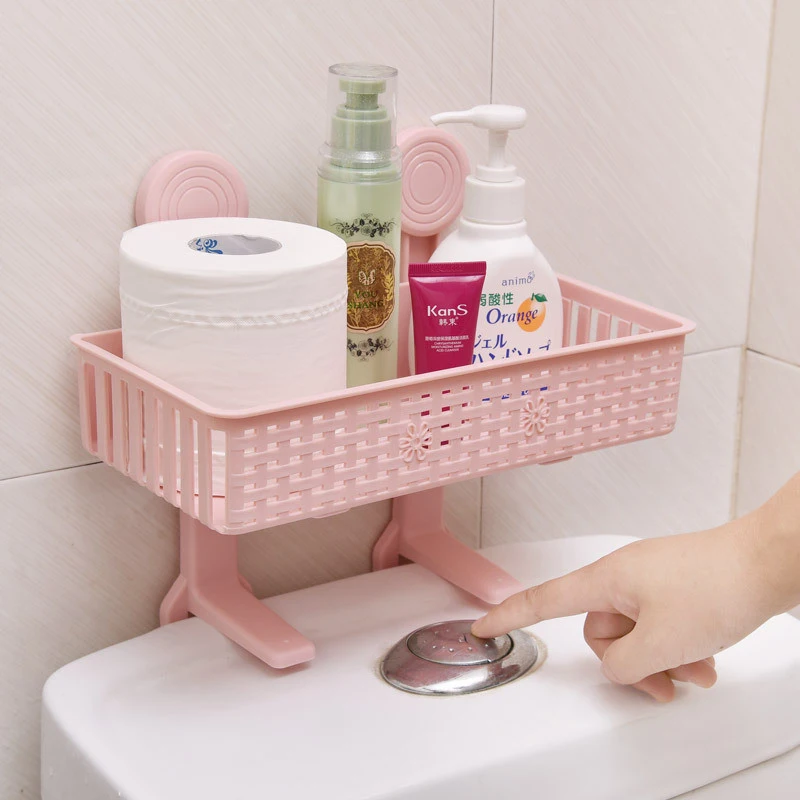 

Toilet Free Punching Bathroom Suction Cup Rack Bathroom Supplies Suction Wall Toilet Plastic Storage Rack