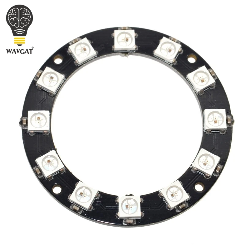 WAVGAT RGB LED Ring 12 светодиодов WS2812 5050 светодиодная кольцевая лампа со встроенными