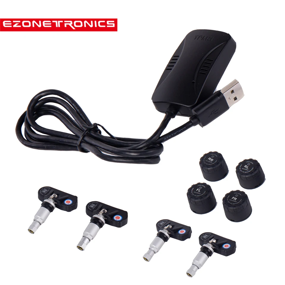 

Car Android Stereo USBTPMS Tire Pressure Alarm Monitor System Wireless 4 Internal / External Sensor Car Temperature Solar Power