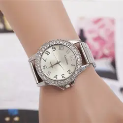 Новинка 2017 года известные бренды Серебряный Роскошные часы Для женщин со стразами платье часы из нержавеющей стали Кварцевые Для женщин