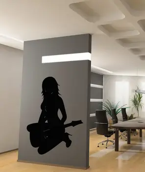 

SEXY GIRL WITH GUITAR MUSIC DESIGN WALL VINYL STICKER DECALS ART MURAL