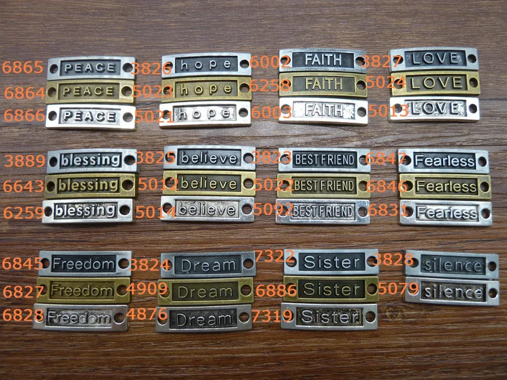 

15pcs Word Letter"Dream, Faith, Best Friend,Sister,Love"links connector charms Bracelet/Necklace connectors