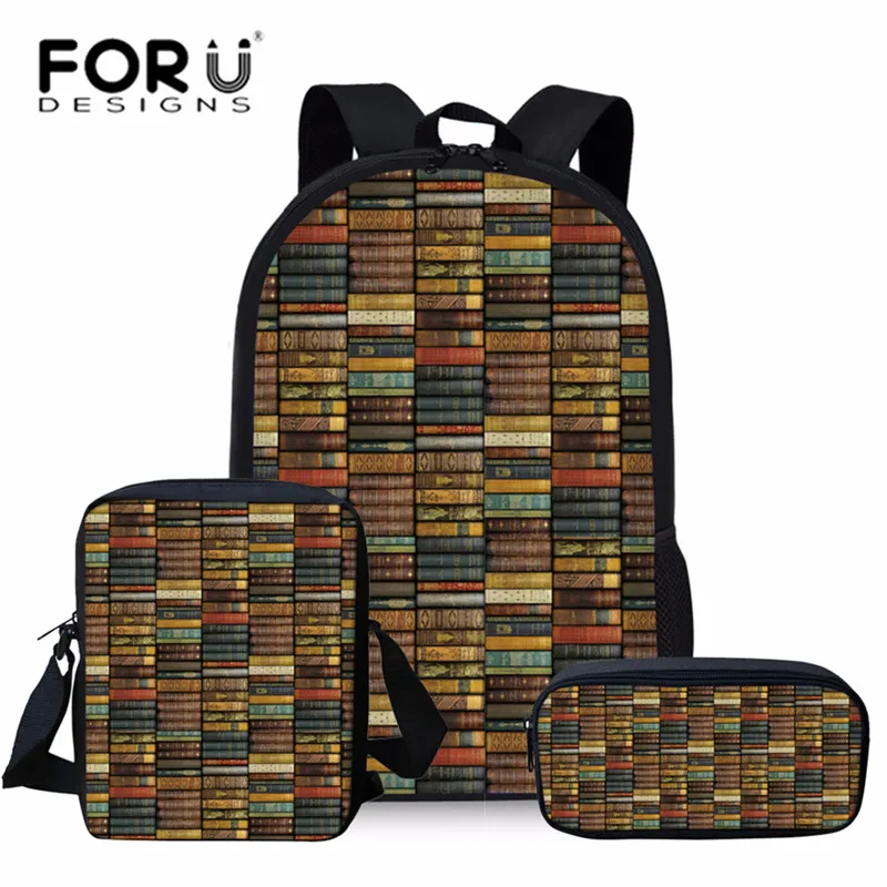 FORUDESIGNS/3 шт./компл., печать книг, школьные сумки для девочек-подростков, большой школьный рюкзак для детей, первичное плечо, софтбэк - Цвет: ZJZ440CEK