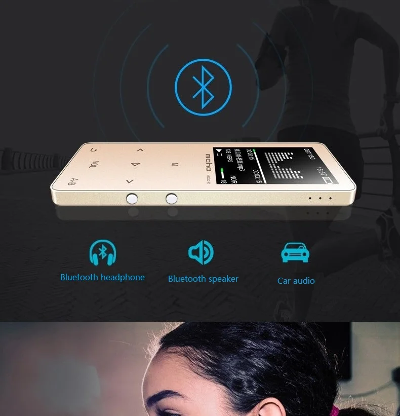 Mahdi MP4 Player Bluetooth Capacitive Touch Built-In Speaker MP 4 Player 1.8 Languages Support Recording E-book TF  Armband (3)
