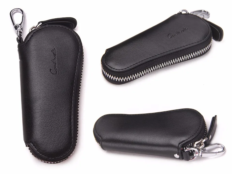 Stylish Leather Zippered Keychain