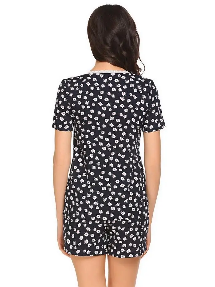 Ekouaer пижамный комплект Lounge Sleepwear Женский цветочный принт с коротким рукавом футболка и шорты пижамные комплекты Домашняя одежда ночное