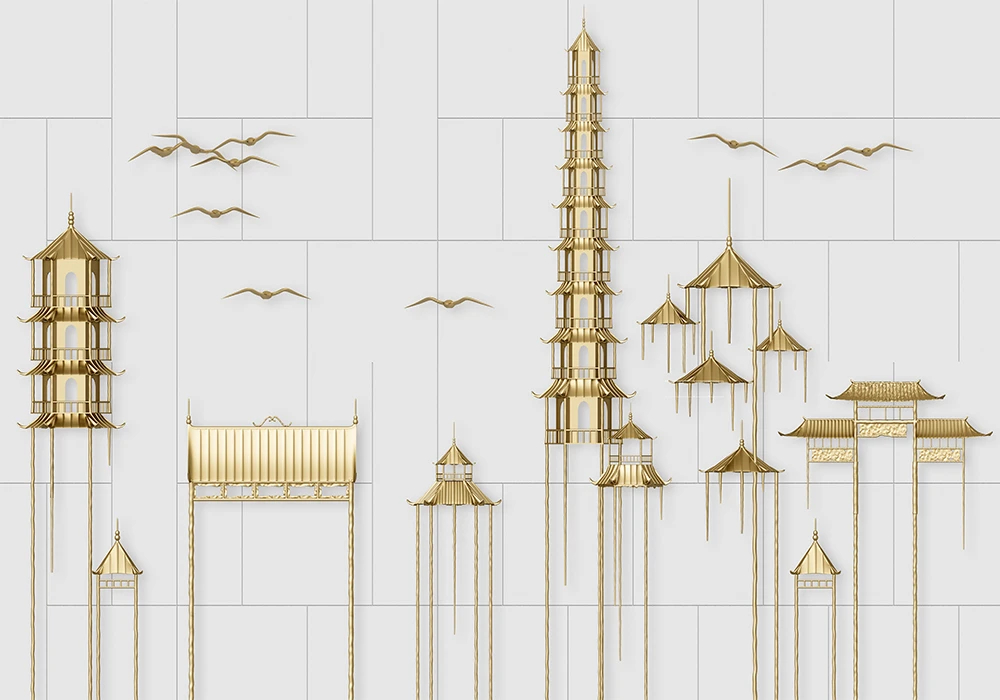 Custom 3d wallpaper modern minimalist metal wrought iron architecture embossed background wall - silk waterproof material Custom 3d wallpaper modern minimalist metal wrought iron architecture embossed background wall - silk waterproof material