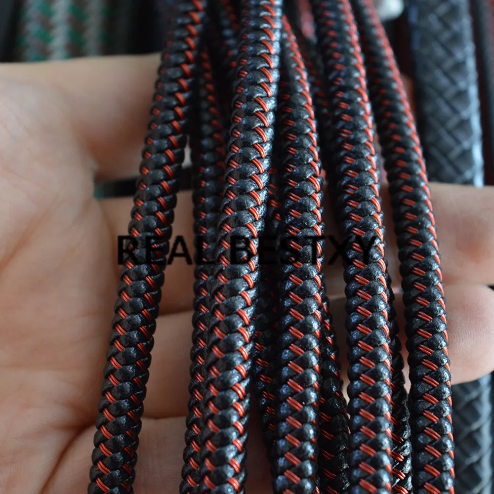 

REAL BESTXY 5m/lot Braided Steel Wire/Leather/ leather Jewelry Accessories Metal Wire Mesh Bands Woven Ropes Craft Collar Making