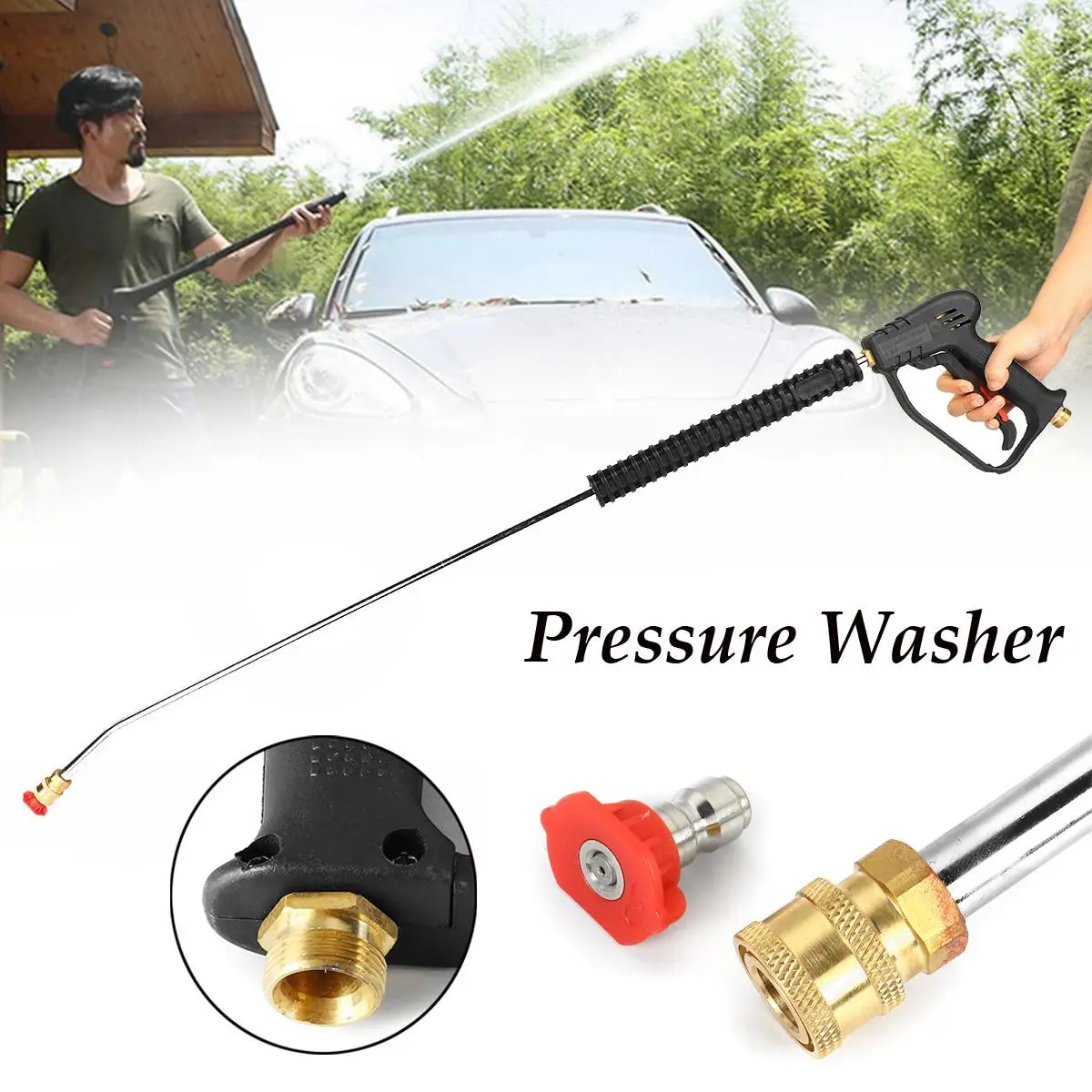 

New 1065mm Car Pressure Washer Spray-Gun Wand Lance Nozzle Tips M22 Quick Connector Kit for Car Washing Tool