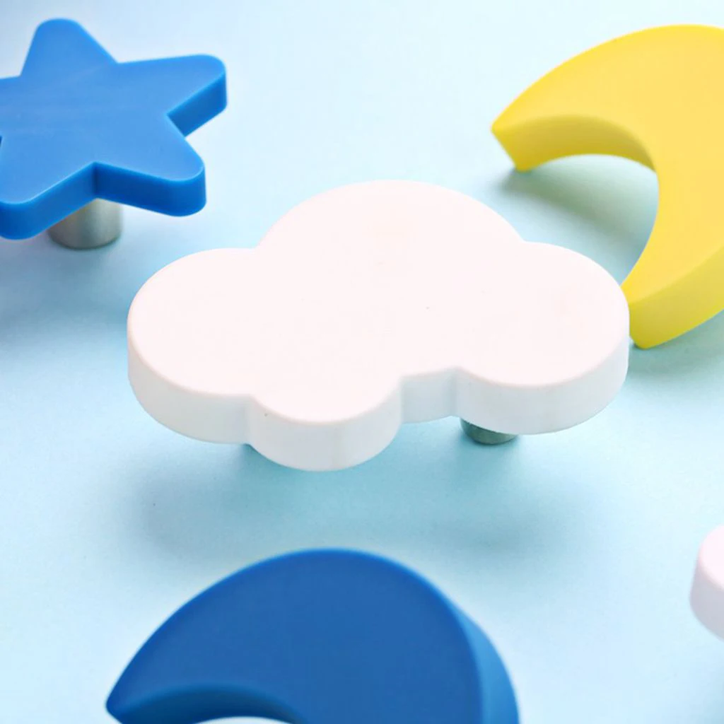 Kids Drawer Cabinet Pulls Room Knobs and Handles Cloud Shaped Cartoon Furniture Handles Plastic  Cloud Door Knob- L/S