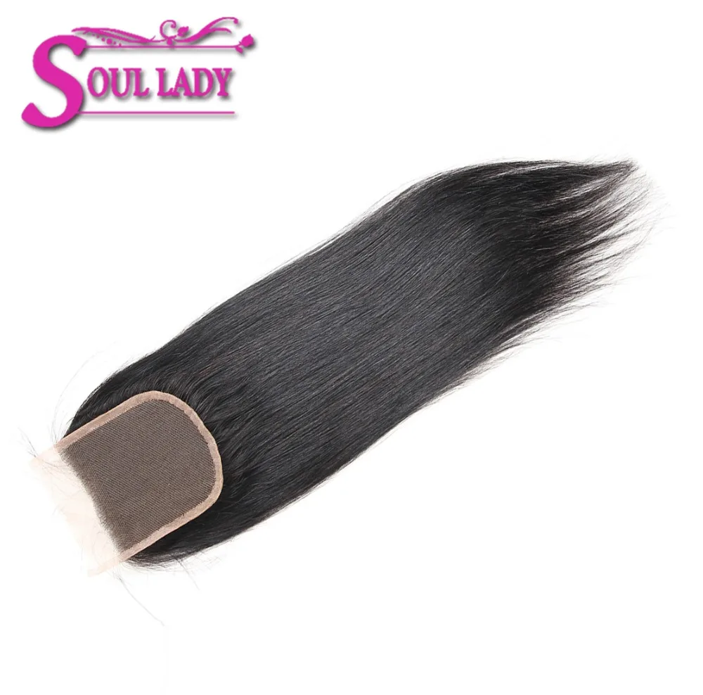 Soul Lady Hair продукты Бразильские прямые кружева закрытие натуральный цвет 8-20 дюймов 4x4 швейцарские кружева не Реми волосы