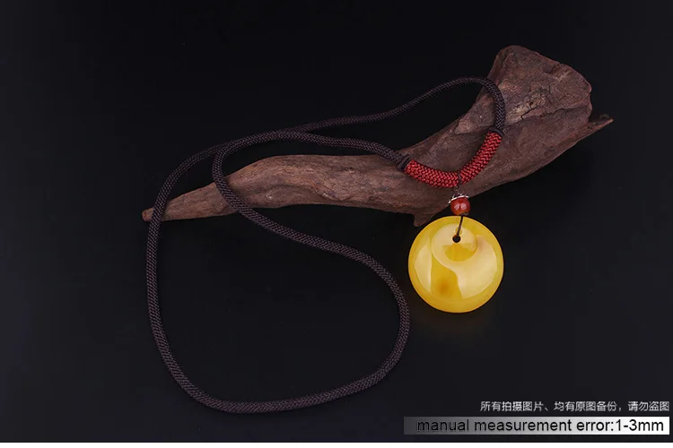 Пемза водонепроницаемый воск Непала ювелирные изделия ручной работы, старинные ожерелье круглые подвески, Веревка Цепи моды Этническая Ожерелье Желтый