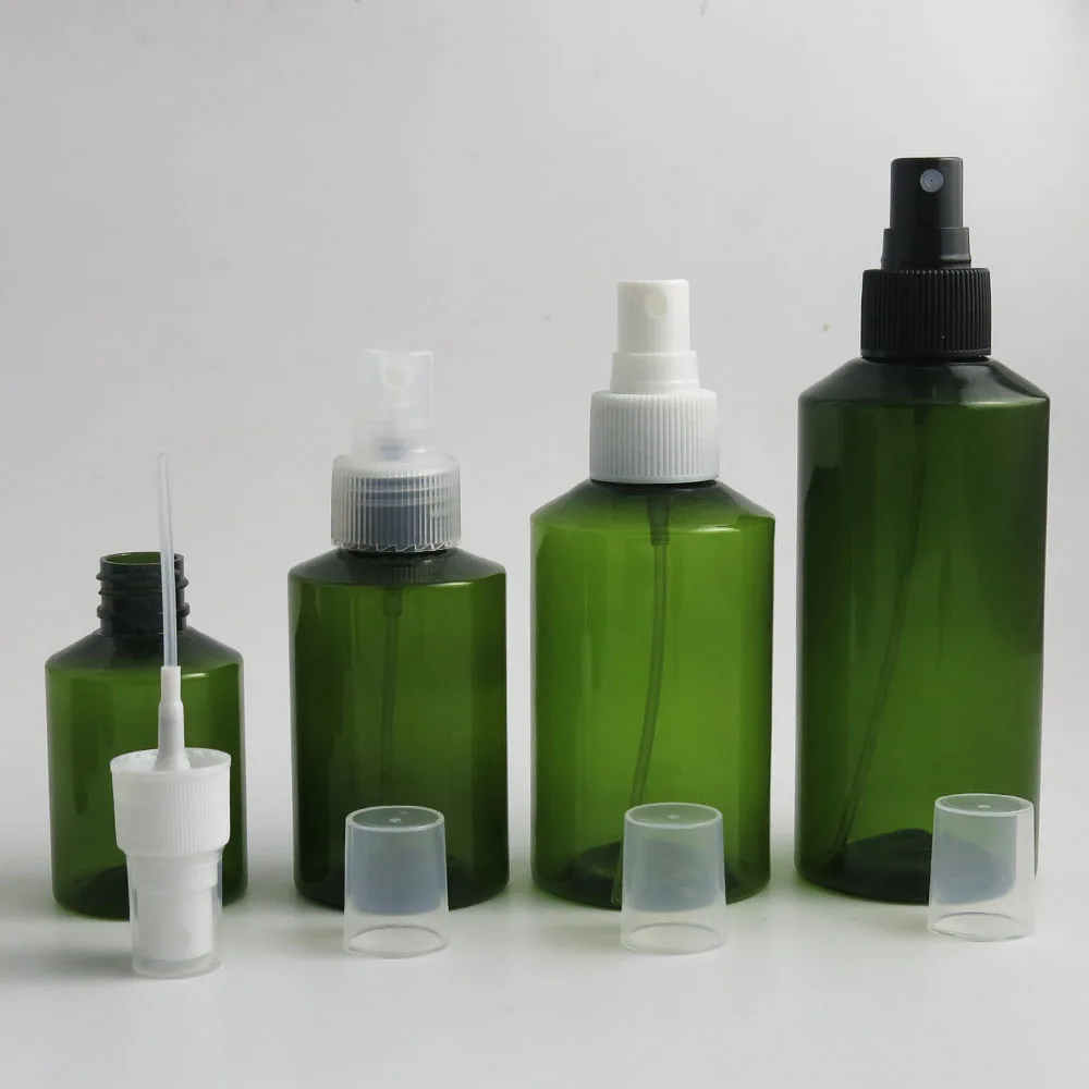 

50 x 50ml 100ml 150ml 200ml High Quality Portable Green Perfume Bottle Black White Clear Sprayer Cap Cosmetic Containers