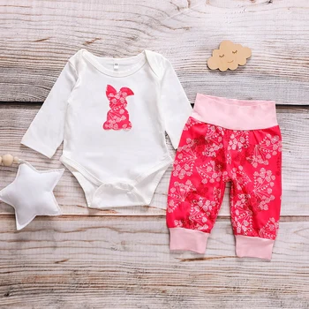 

PatPat 2019 Newborn Toddler Infant Baby Girl Romper +Long Floral Pants Outfit Clothes Sets