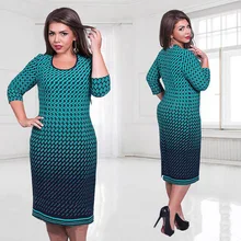Elegant women dresses large size work dress big size 2017 plus size women clothing printed floral 6xl o-neck dress vestidos
