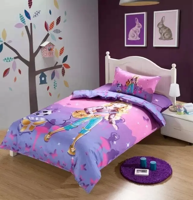 الموسيقى الغيتار فتاة المعزي طقم سرير واحد التوأم حجم السرير أغطية لحاف المفرش القطن الأطفال الفتاة ديكور غرفة نوم 3-5 قطعة
