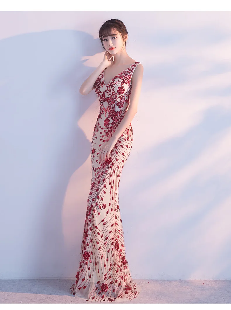 Womens summer dresses new arrival 2019 Party Sleeveless V neck Sexy slim long fashion Trumpet mermaid female clothes (60)