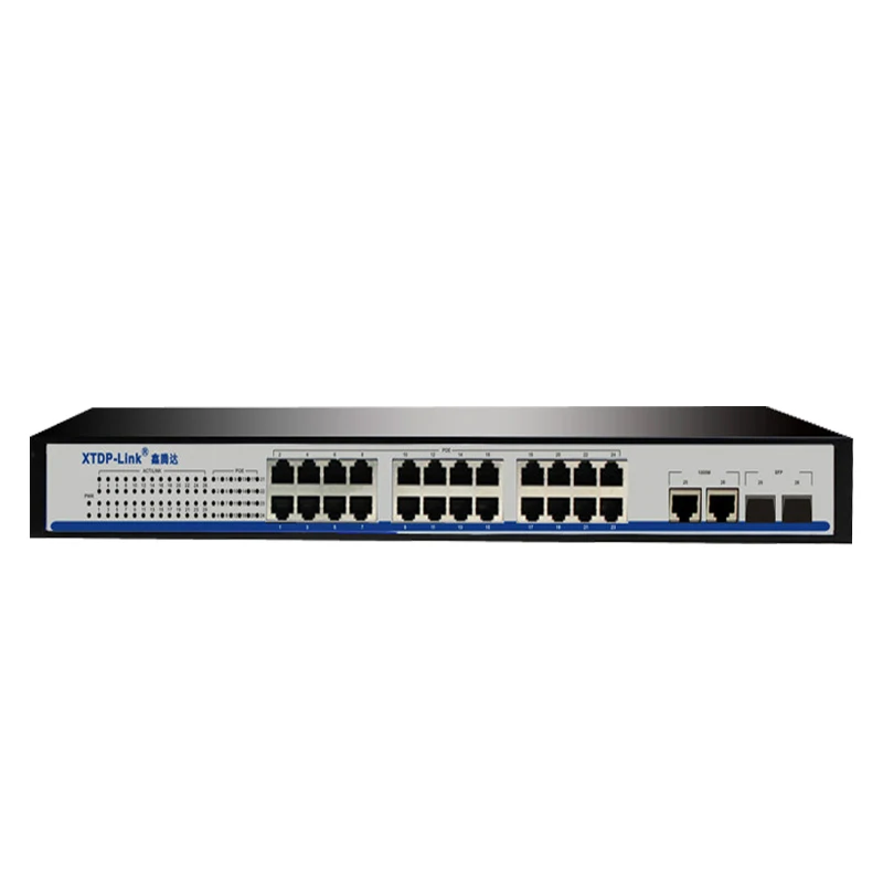 

1U 19" rack mount 24 port switch web smart management vlan 2 gigabit combo uplink 400w power over ethernet poe switch