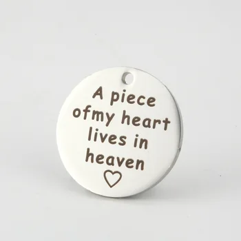 

RAINXTAR Fashion 22mm Stainless Steel Round Charms A Piece Of My Heart Lives In Heaven Message Charms For Lover 10pcs SSC005
