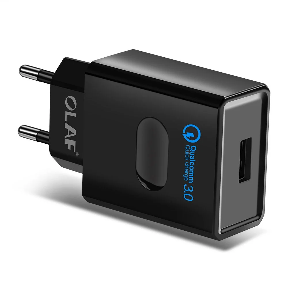 Олаф Quick Charge 3,0 быстрое зарядное устройство EU/US/AU разъем мобильного телефона для huawei qc 3,0 зарядное устройство настенное USB зарядное устройство адаптер для Xiaomi A2 - Тип штекера: EU Black