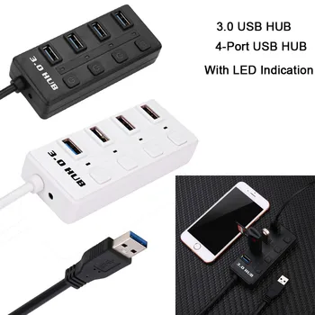 

USB 3.0 Hub On/Off Switches Adapte New 4 Port With Super Speed USB 3.0 Hub On/Off Switches Adapter For PC Laptop Network hub