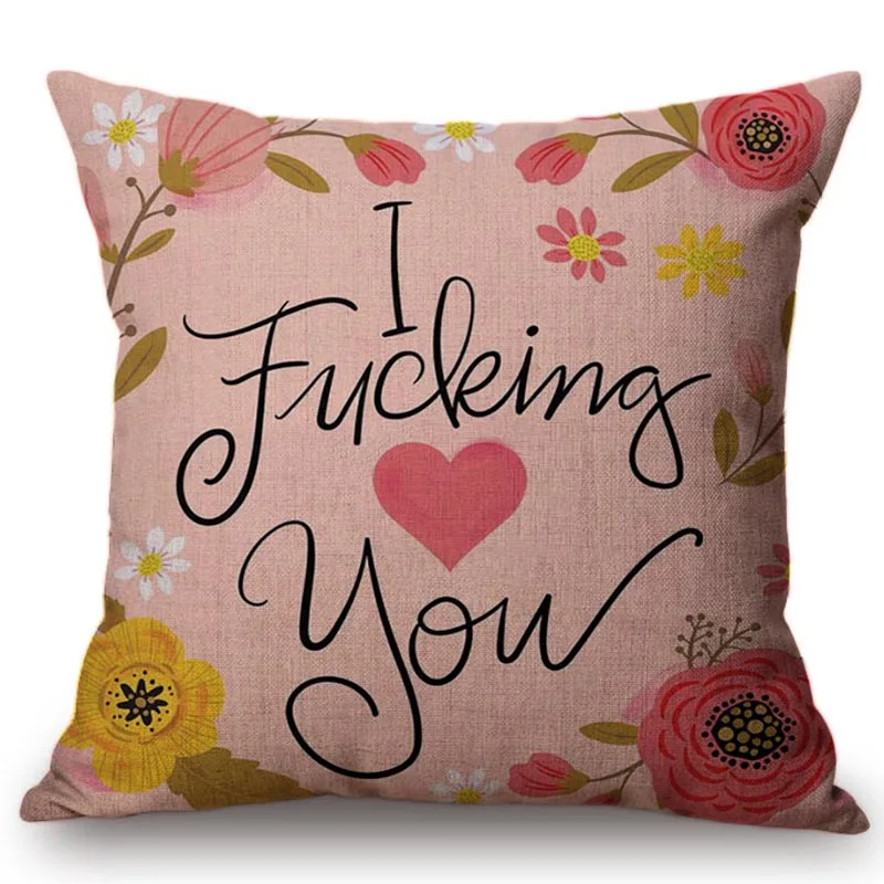 

Nordic Colorful Greetings Letters Flowers Printed Cushion Cover Pillow Case For Gift Home Decorations Car Seats 45*45cm