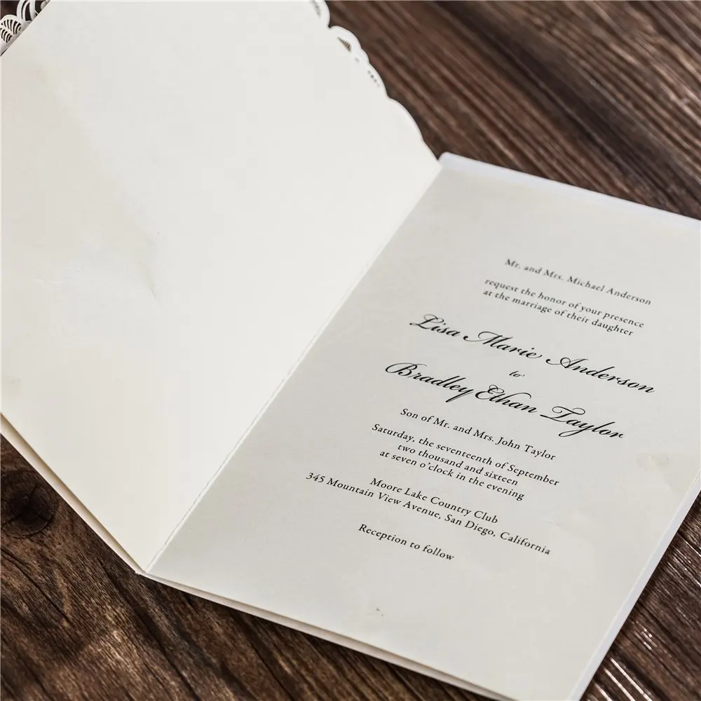  20Pcs Elegant laser cut Gold Stamping Wedding Invitation Card Bridal Shower Invitation with Blank I - 32989448132