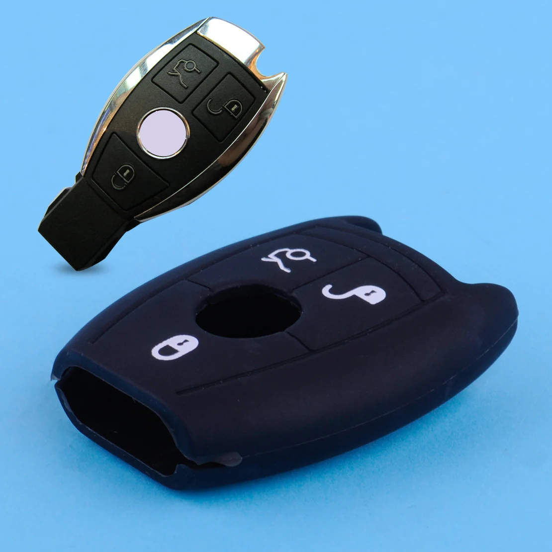 

CITALL Black Silicone 3 Buttons Car Remote Key Fob Case Cover Shell Fit For Mercedes Benz C230 E350 C300 C350 CL550 E320