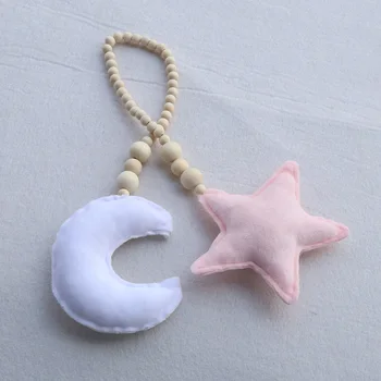 

Nordic Plush Moon Heart Star Hanging Pendant Wooden Room Wall Decoration Wood Beads Tassel Decor Kids Birthday Gift