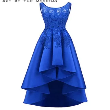 

Women's Beading Lace Wedding Party Dress Hi-lo Satin Prom Dress Evening Gowns Formal Mine