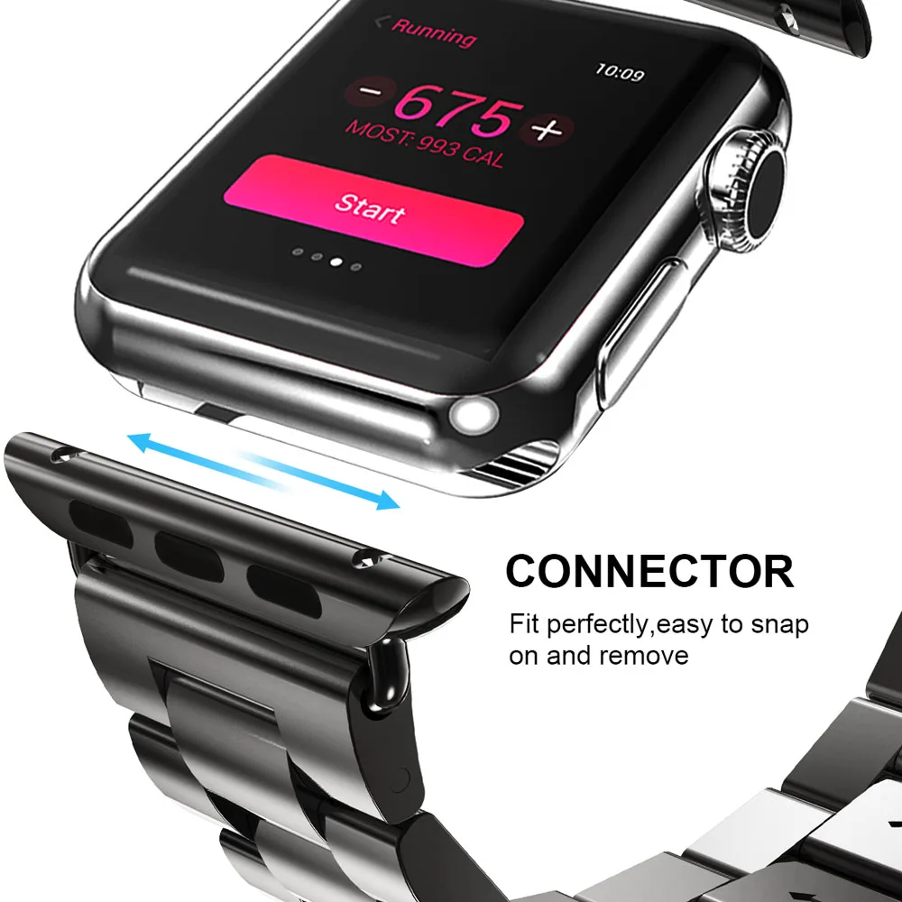 Ремешок из нержавеющей стали для Apple Watch Band 42 мм 38 44 40 металлический звеньевой