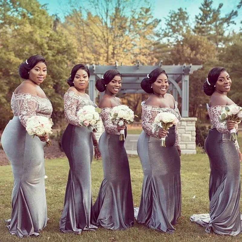 grey velvet bridesmaid dress