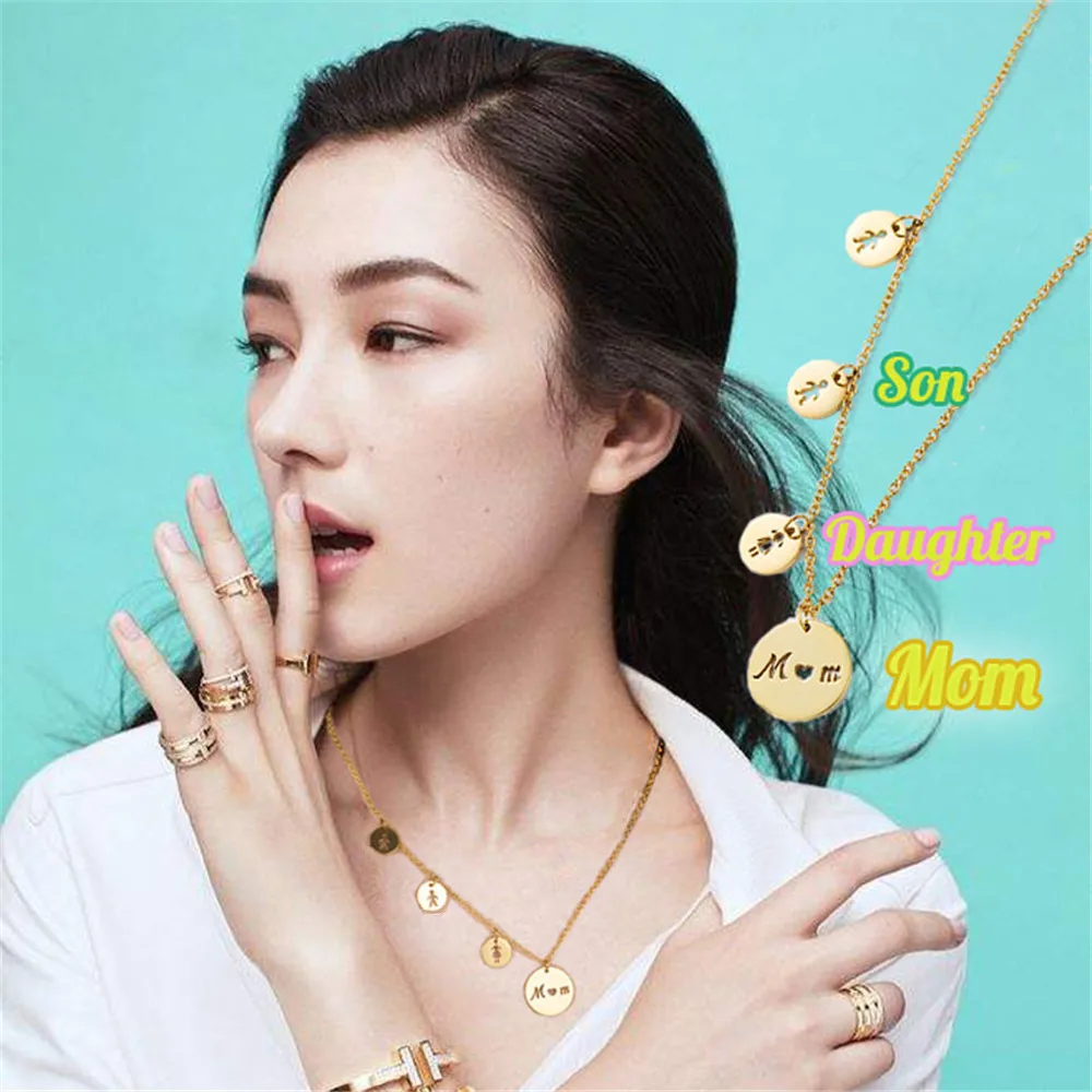 

Women's Stainless Steel Necklace MOM Daughter Son Necklace Women Love Boys Girls Gold Necklace Silver Necklaces Mom Jewelry Mama