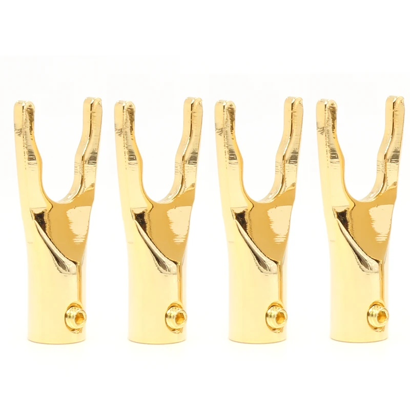 8pcs SY1531 audionote 24k Gold Plated Red Pure Copper Y spade plug for speaker cable connector | Электроника